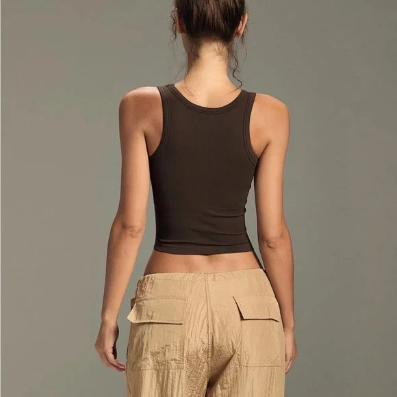 Brown Ribbed Tank Top - Picture 2 of 3